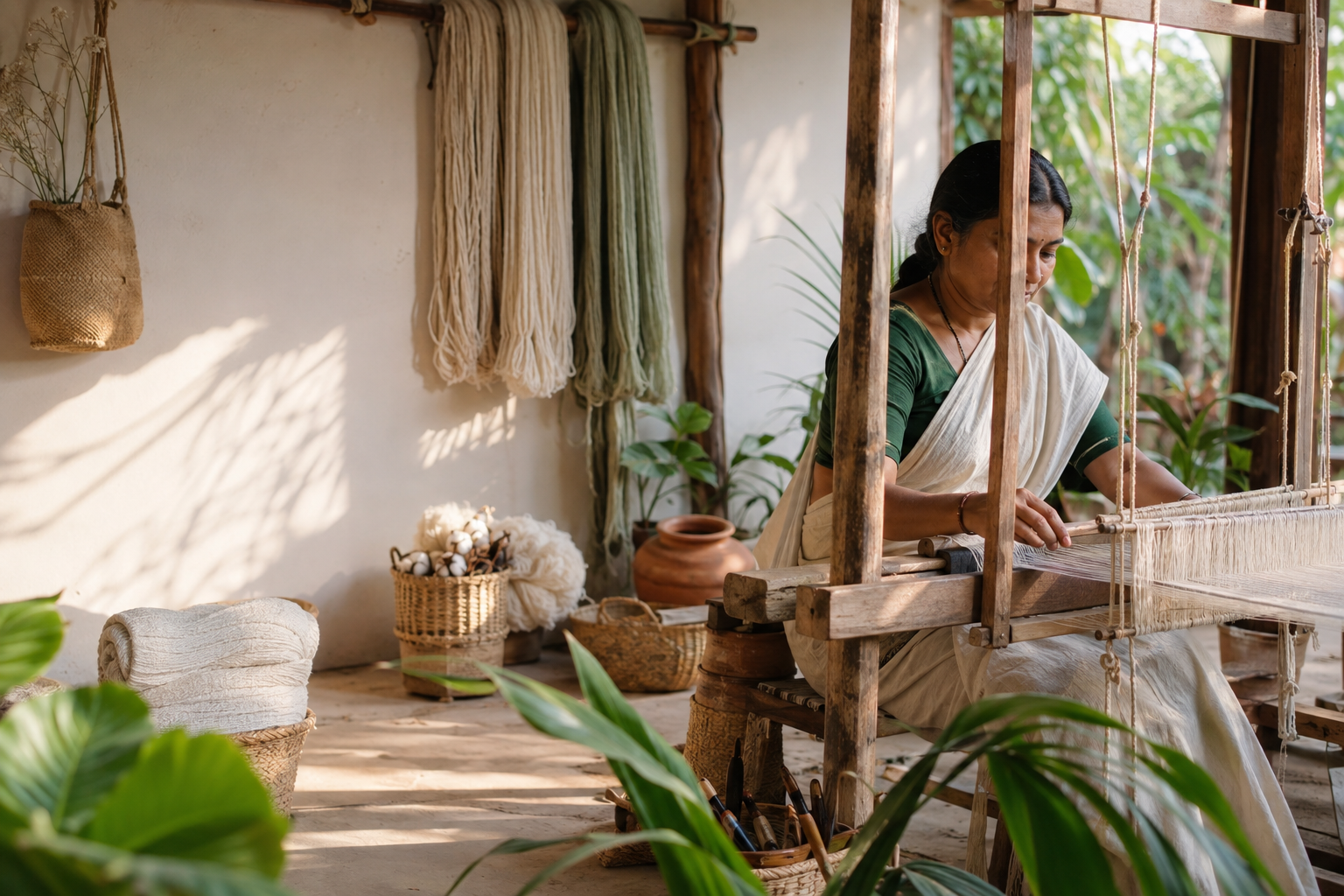 Indian artisan creating sustainable goods