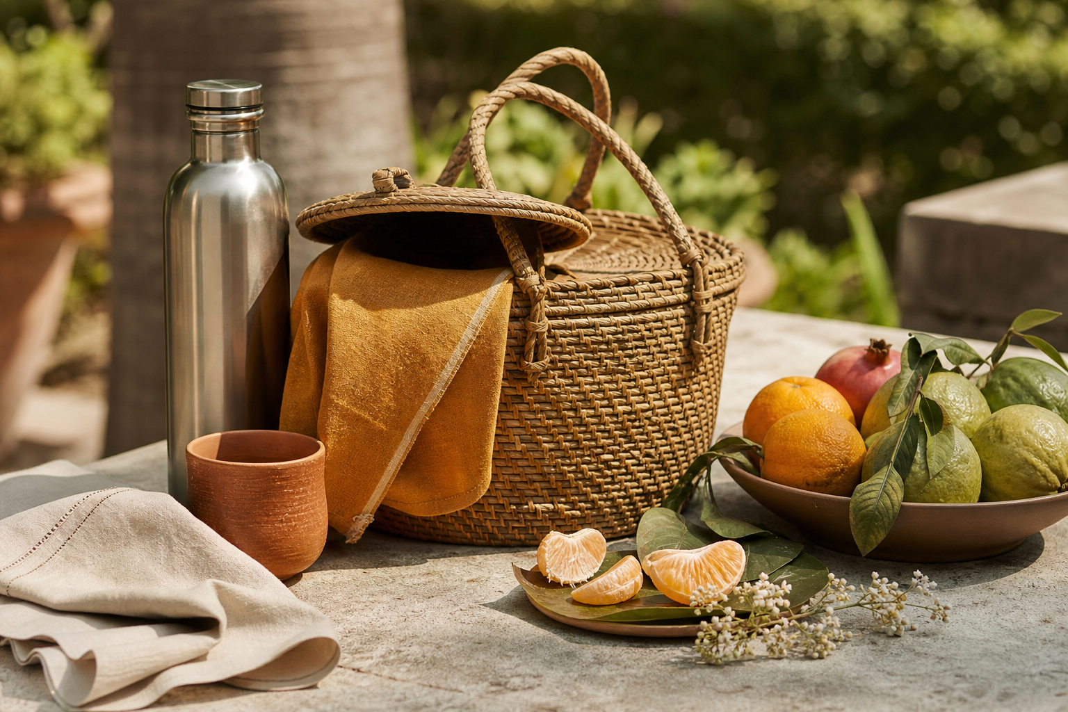 Zero-waste picnic styled with handmade and reusable objects